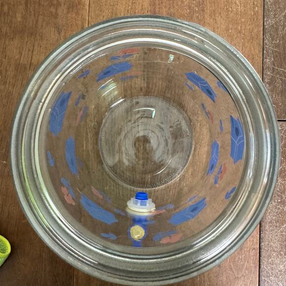 Vintage GALLON Blue Pink‎ Birdhouse Design Glass Drink Dispenser - Picture 9 of 11